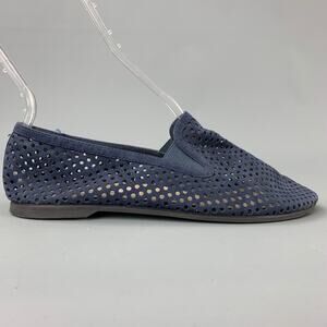 STELLA McCARTNEY Size 7.5 Navy Perforated Faux Suede Flats